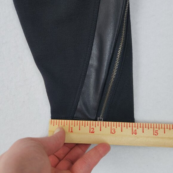 Athleta Pants Womens Small Black Luxe Ponte Faux Leather Trim Mid Rise Leggings - Picture 7 of 11